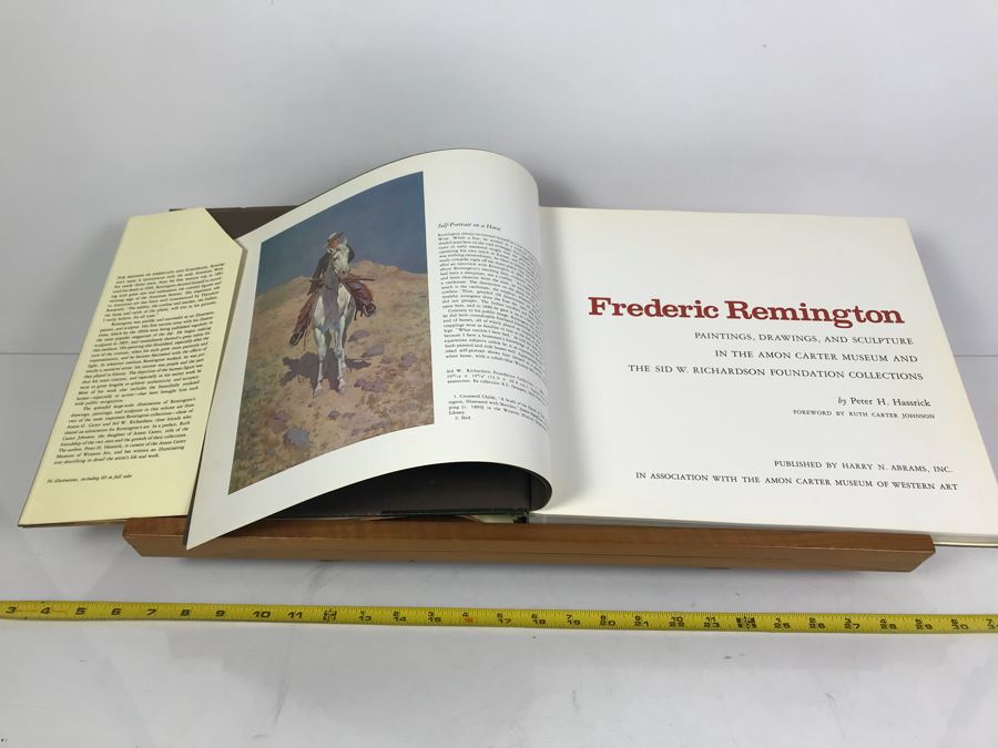 Wooden Book Display Stand With Vintage 1973 Frederic Remington Book By Peter H. Hassrick [Photo 5]