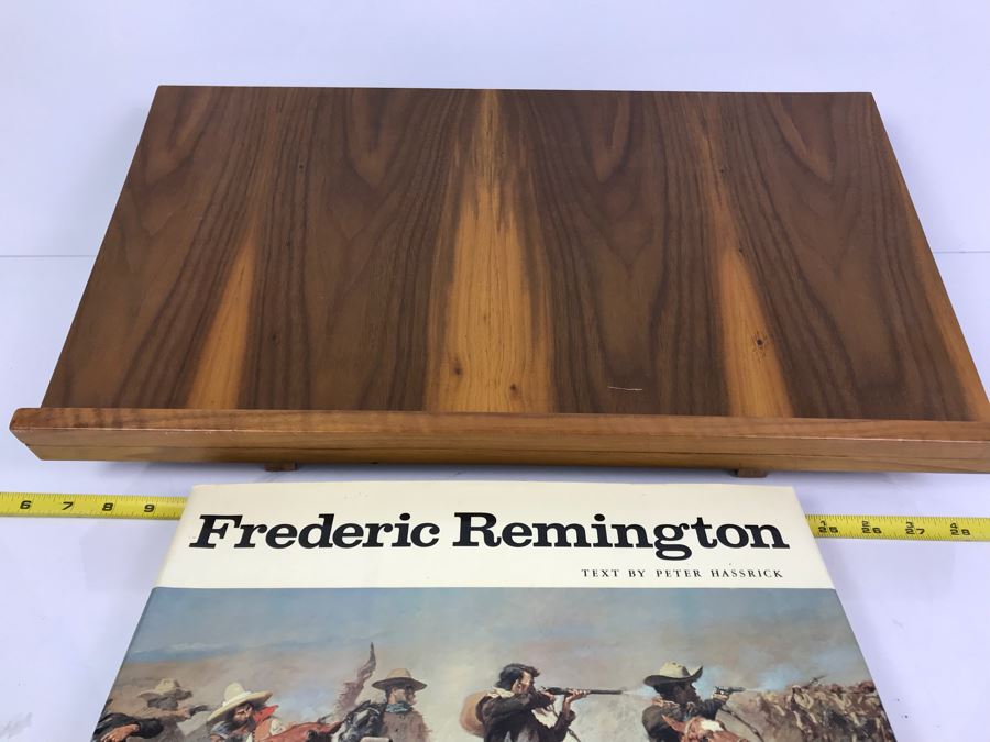 Wooden Book Display Stand With Vintage 1973 Frederic Remington Book By Peter H. Hassrick [Photo 2]