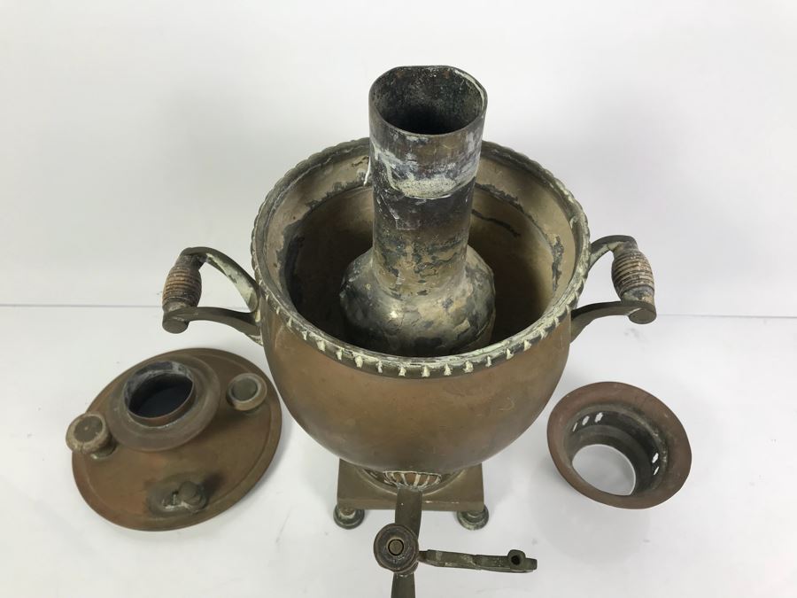 Antique Large Brass Samovar Water Boiler Coffee Tea Dispenser [Photo 9]