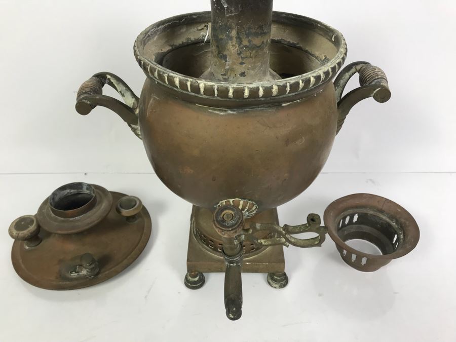 Antique Large Brass Samovar Water Boiler Coffee Tea Dispenser [Photo 10]
