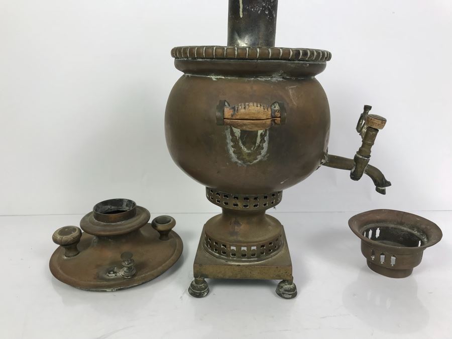 Antique Large Brass Samovar Water Boiler Coffee Tea Dispenser [Photo 11]
