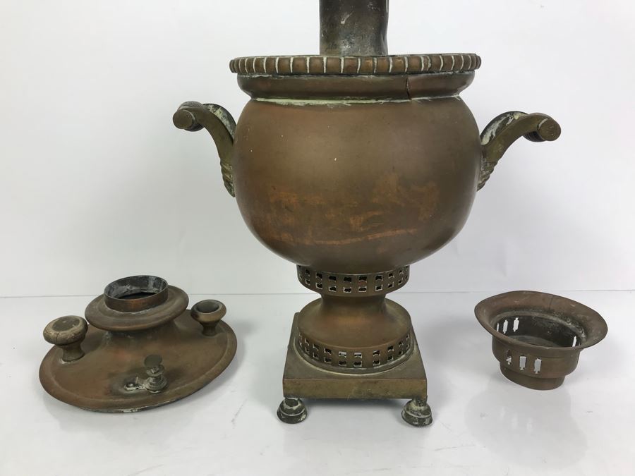 Antique Large Brass Samovar Water Boiler Coffee Tea Dispenser [Photo 12]