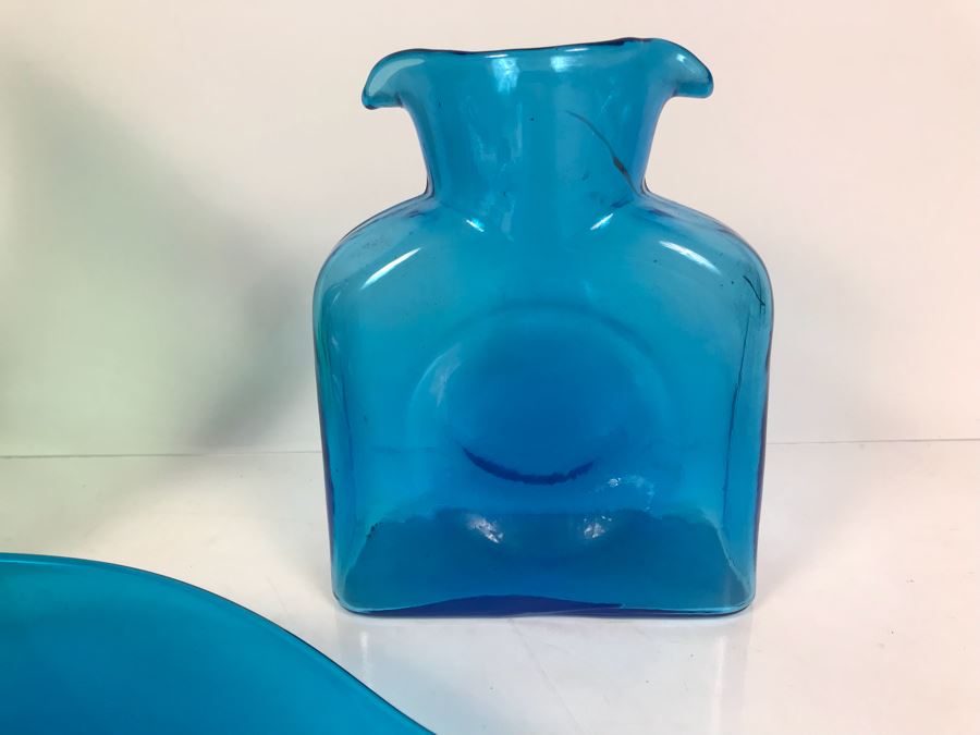 (3) Art Glass Pieces Blue And Green [Photo 4]