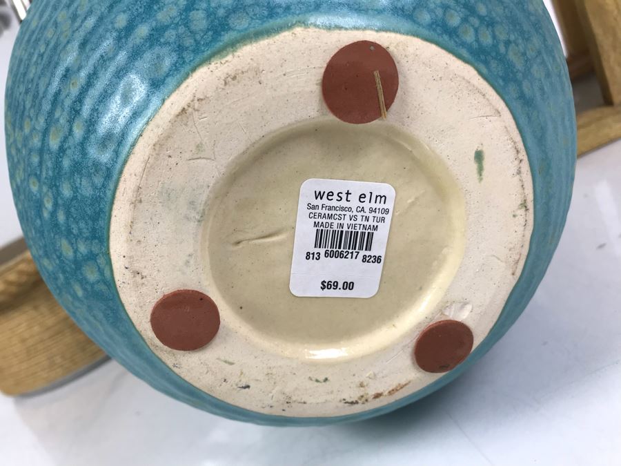 Pair Of Nautical Themed Candle Holders With Rope Handles And West Elm Decorative Blue Vase [Photo 8]