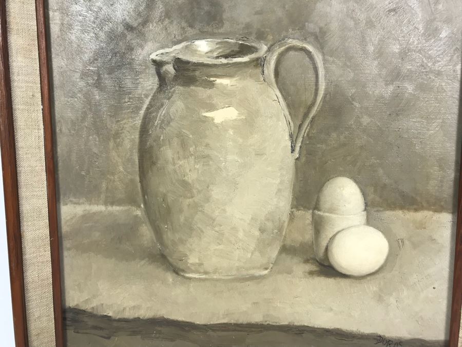 Original Still Life Oil Painting Of Pitcher And Eggs 18' X 22' [Photo 5]
