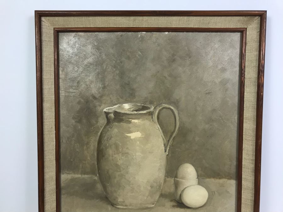 Original Still Life Oil Painting Of Pitcher And Eggs 18' X 22' [Photo 4]