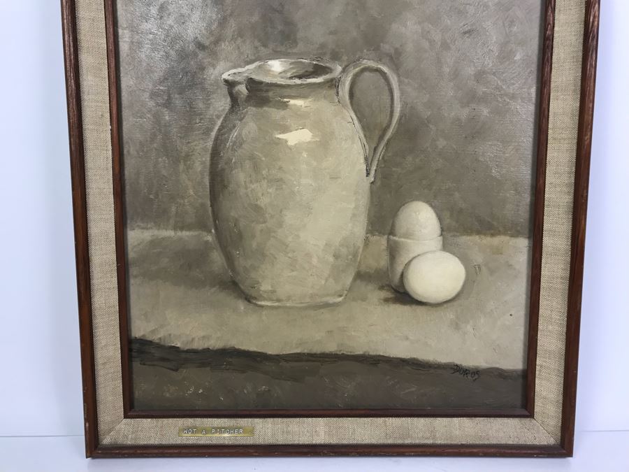 Original Still Life Oil Painting Of Pitcher And Eggs 18' X 22' [Photo 3]