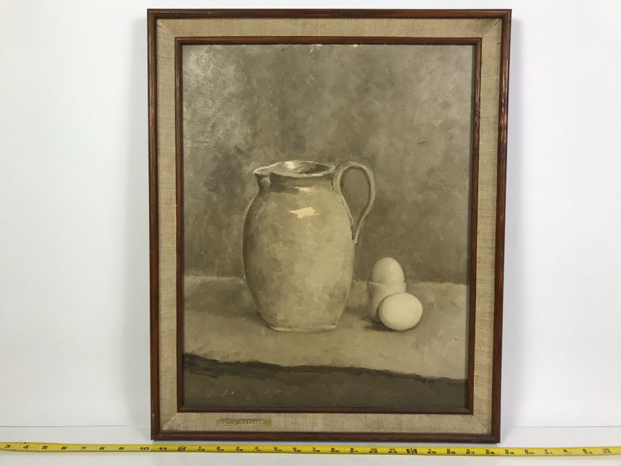 Original Still Life Oil Painting Of Pitcher And Eggs 18' X 22' [Photo 2]