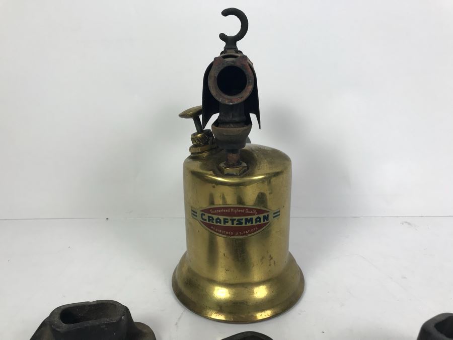 (3) Vintage Cast Iron Cobbler Shoe Forms And Vintage Craftsman Brass Gasoline Blow Torch [Photo 7]