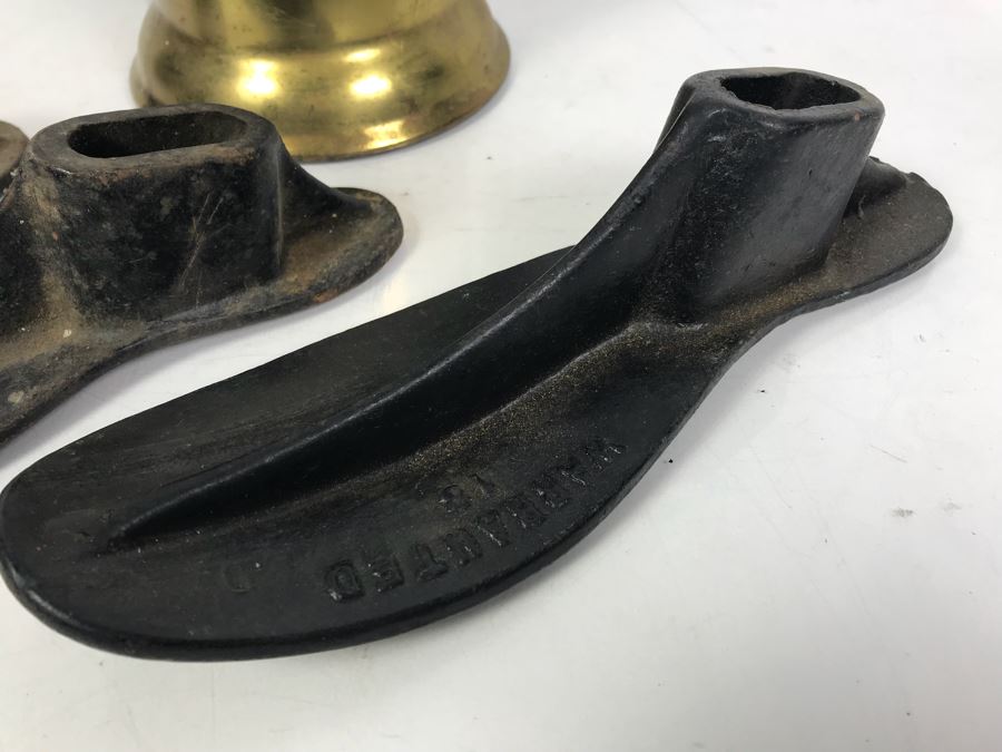 (3) Vintage Cast Iron Cobbler Shoe Forms And Vintage Craftsman Brass Gasoline Blow Torch [Photo 3]