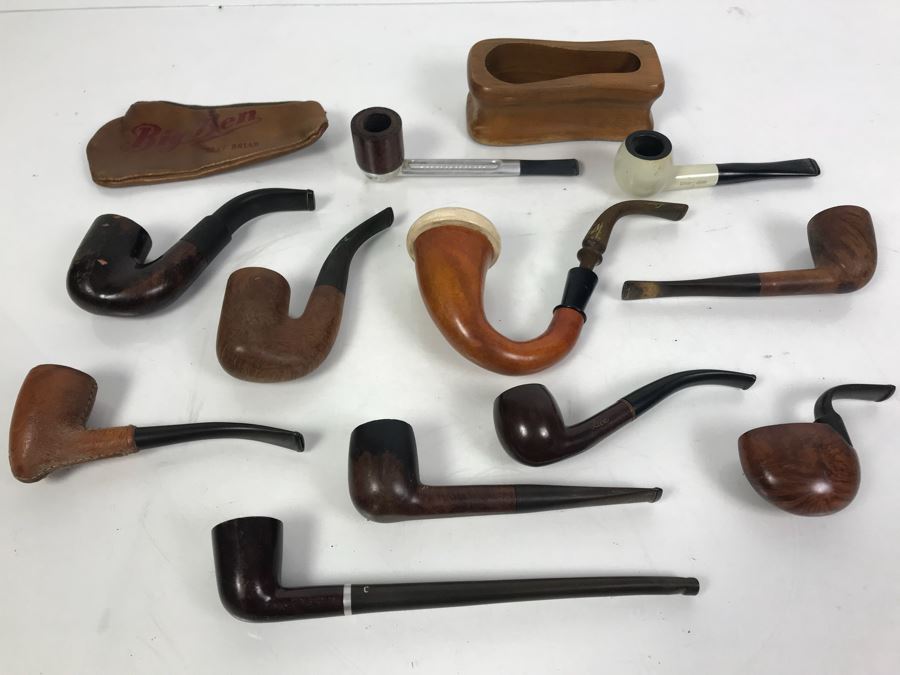 Collection Of Vintage Wooden Smoking Pipes Italian Pipes Oom Paul