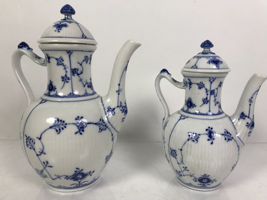 Royal Copenhagen Denmark Blue And White China Coffee Pot And Teapot