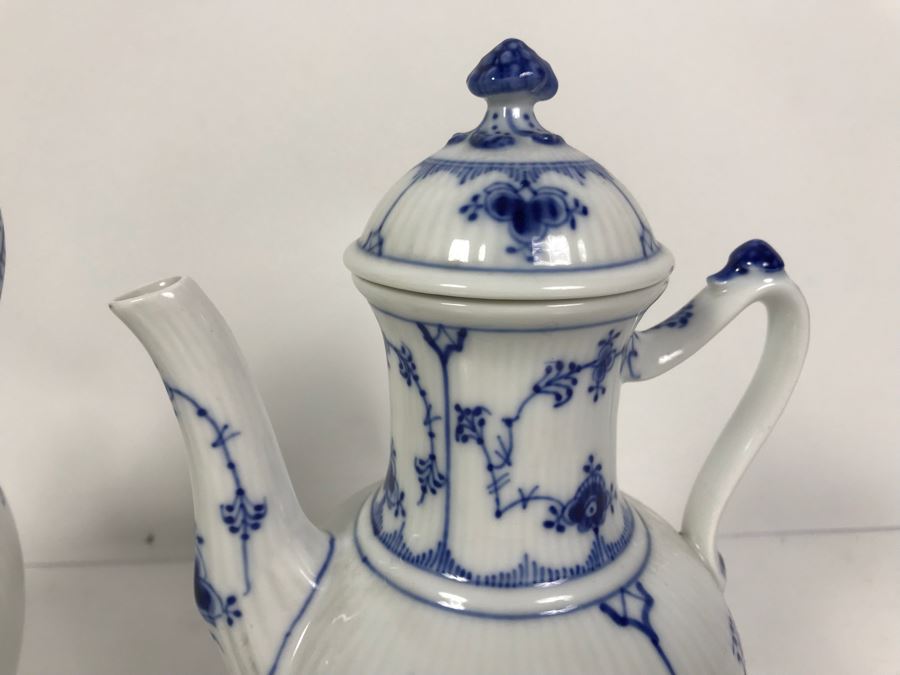 Royal Copenhagen Denmark Blue And White China Coffee Pot And Teapot