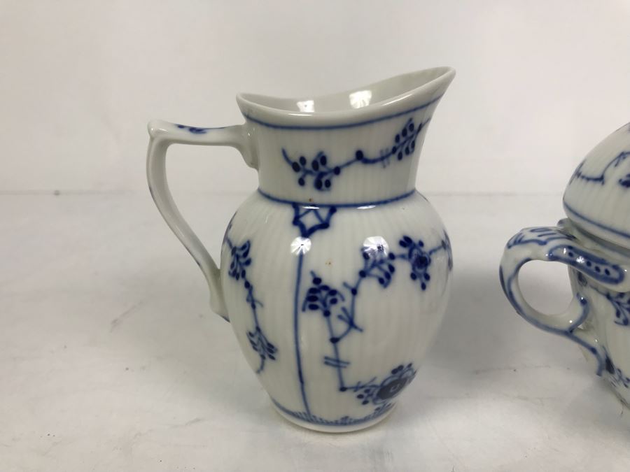 Royal Copenhagen Denmark Blue And White China Cups And Saucers With Creamer And Sugar Bowls Apx 12 Cups And 11 Saucers [Photo 10]