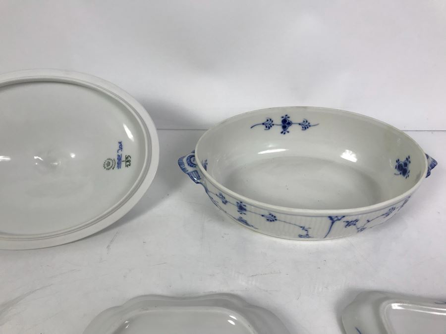 Royal Copenhagen Denmark Blue And White China Serving Platters And Casserole Dish With Lid [Photo 12]