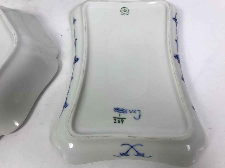 Royal Copenhagen Denmark Blue And White China Serving Platters And Casserole Dish With Lid [Photo 9]