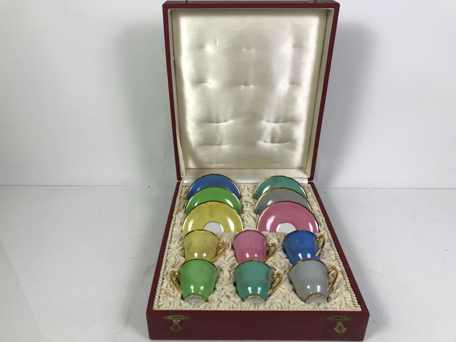 Set Of Czechoslovakian RGK Demitasse Cups And Saucers With Storage Case [Photo 2]
