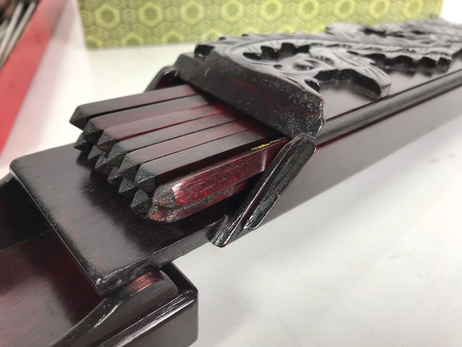 Asian Wooden Chopsticks In Wooden Storage Case And Vintage Fondue Forks [Photo 6]