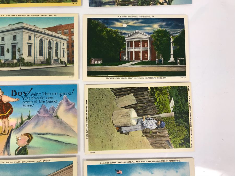 (25) Vintage Asheville Post Card Co Linen Post Cards