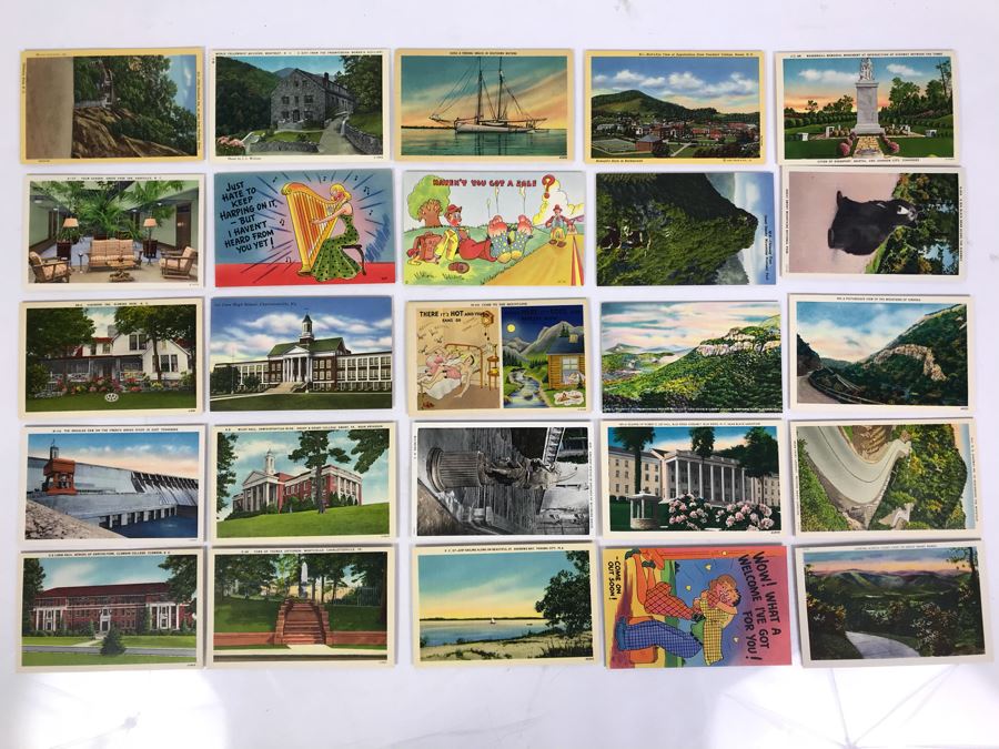 (25) Vintage Asheville Post Card Co Linen Post Cards [Photo 1]