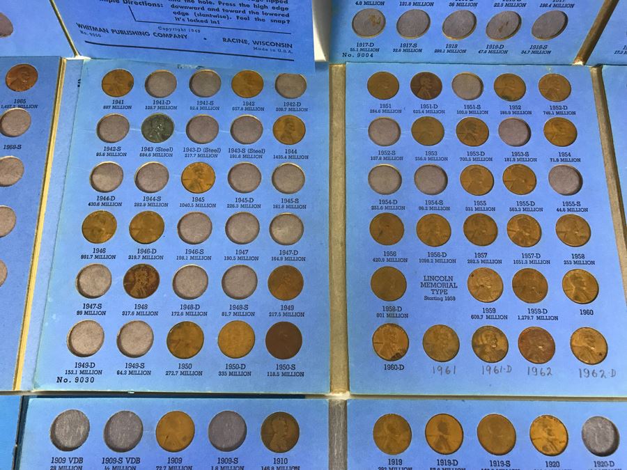 Coin Collection Lincoln Cents And Wheat Pennies With Coin Display Books [Photo 14]