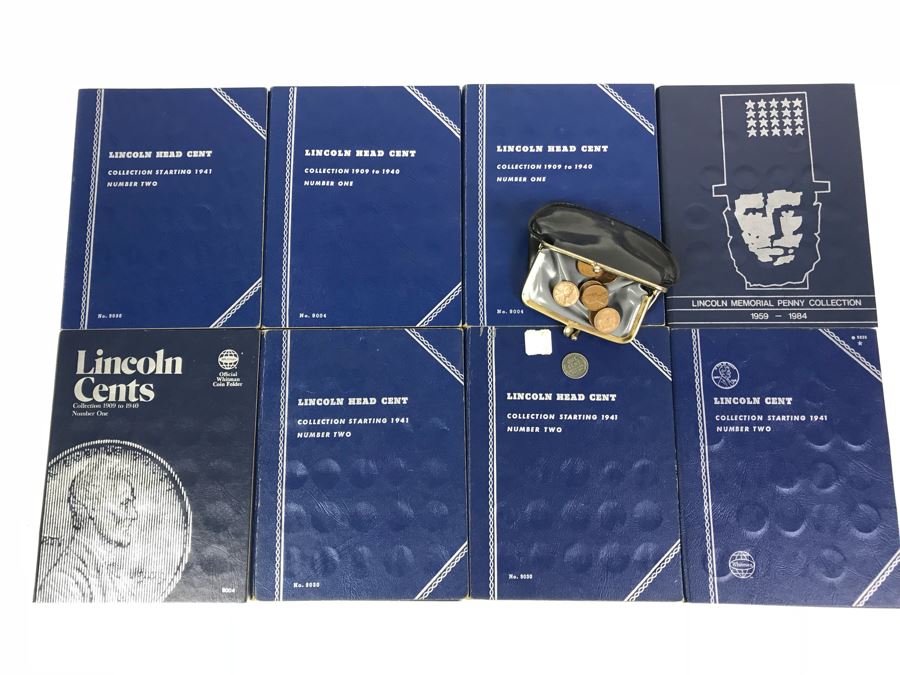 Coin Collection Lincoln Cents And Wheat Pennies With Coin Display Books [Photo 2]