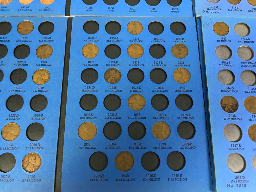 Coin Collection Lincoln Cents And Wheat Pennies With Coin Display Books [Photo 13]