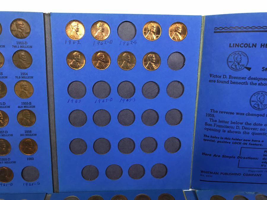Coin Collection Lincoln Cents And Wheat Pennies With Coin Display Books