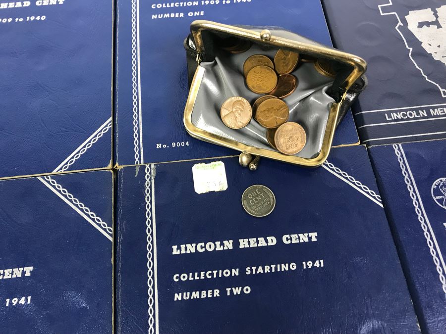 Coin Collection Lincoln Cents And Wheat Pennies With Coin Display Books [Photo 23]