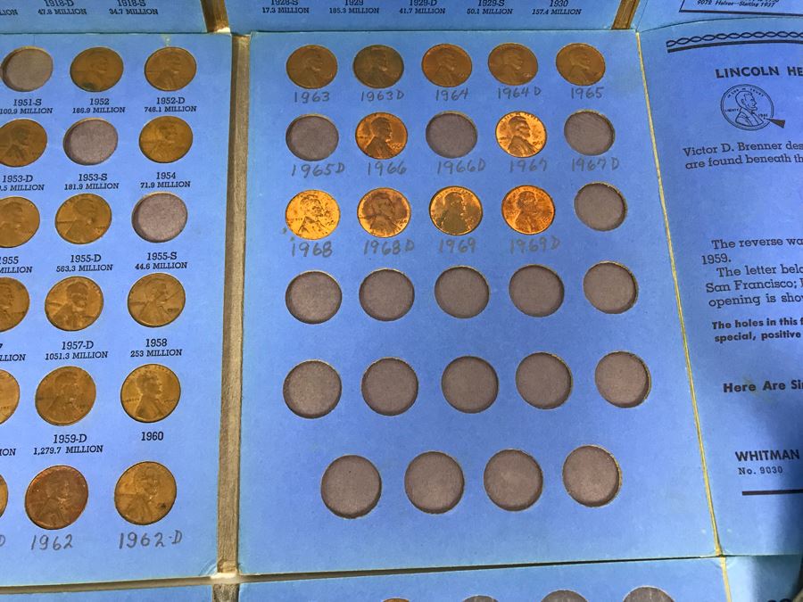 Coin Collection Lincoln Cents And Wheat Pennies With Coin Display Books