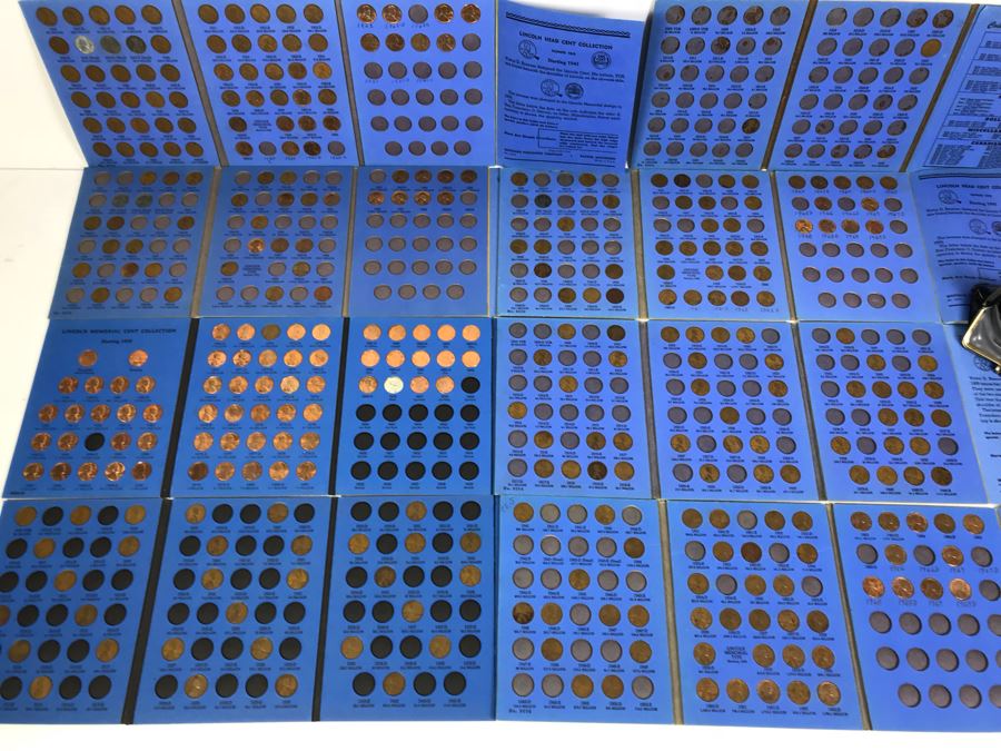 Coin Collection Lincoln Cents And Wheat Pennies With Coin Display Books [Photo 3]