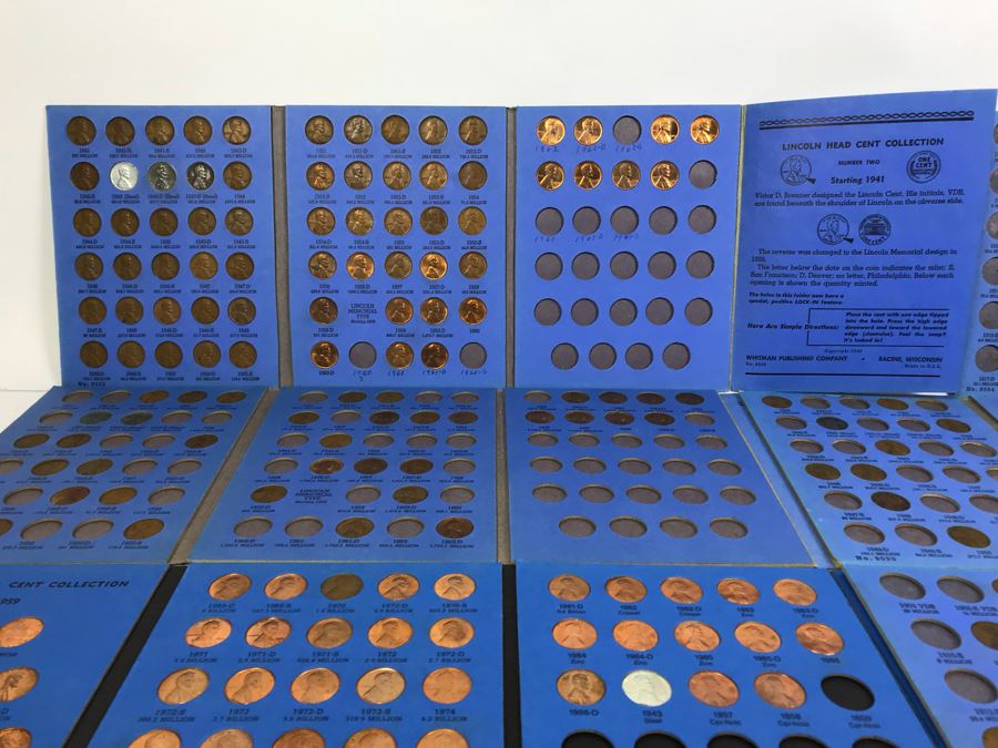 Coin Collection Lincoln Cents And Wheat Pennies With Coin Display Books [Photo 4]