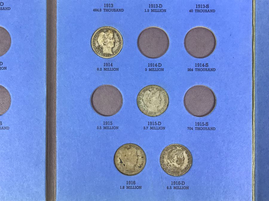 Coin Collection Buffalo Nickel, Barber, Liberty Head 'Morgan' Quarters With Coin Display Books [Photo 7]