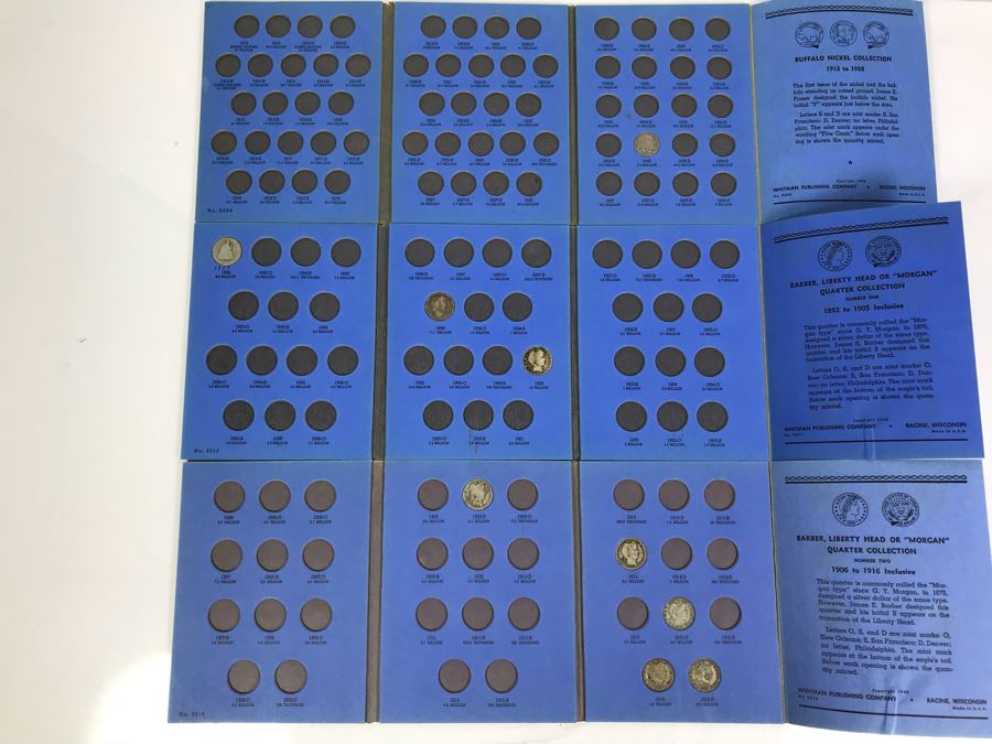 Coin Collection Buffalo Nickel, Barber, Liberty Head 'Morgan' Quarters With Coin Display Books [Photo 11]
