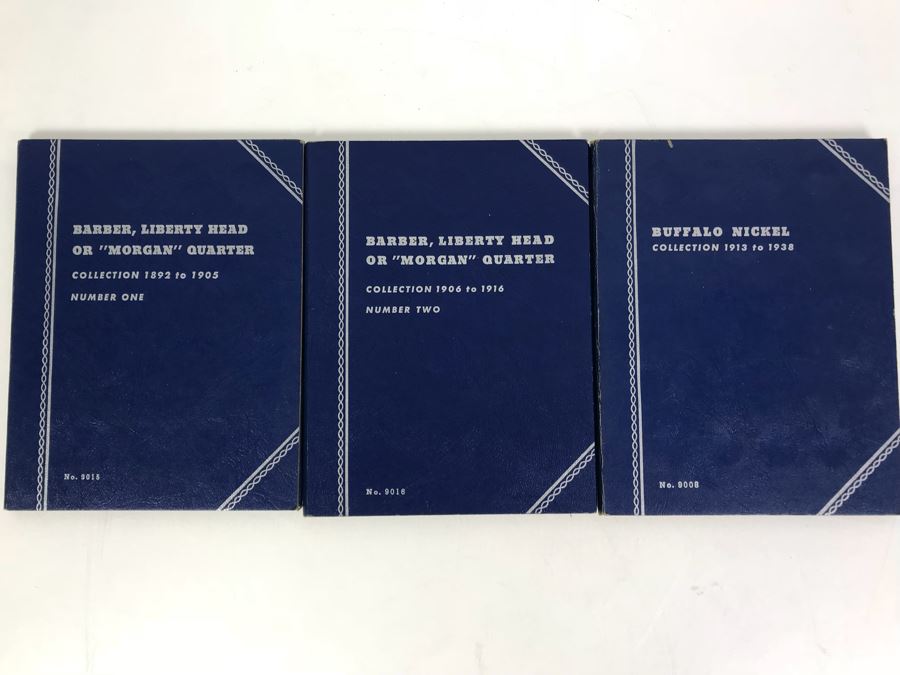 Coin Collection Buffalo Nickel, Barber, Liberty Head 'Morgan' Quarters With Coin Display Books [Photo 2]