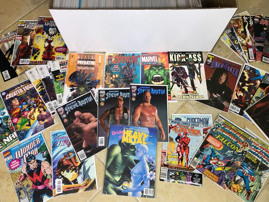 Long Box Of Vintage Comic Books - See Photos