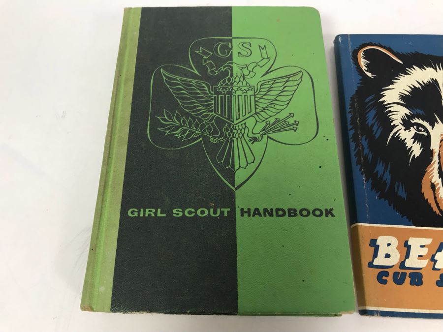 Vintage Girl Scout Handbook, Bear Cut Scout Book And Lion Cub Scout Book