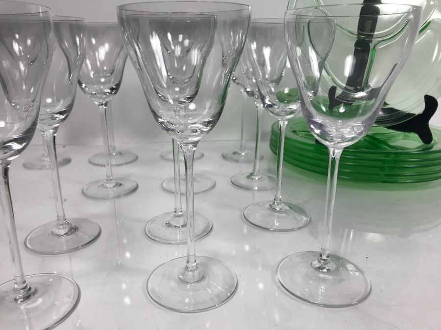 Rosenthal Stemware Glasses And Divided Green Glass Luncheon Plates [Photo 3]