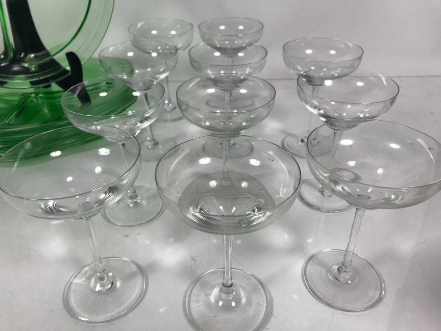 Rosenthal Stemware Glasses And Divided Green Glass Luncheon Plates [Photo 6]