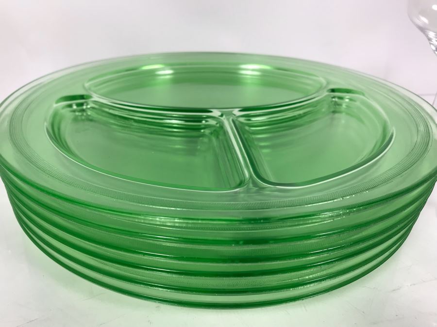 Rosenthal Stemware Glasses And Divided Green Glass Luncheon Plates [Photo 11]