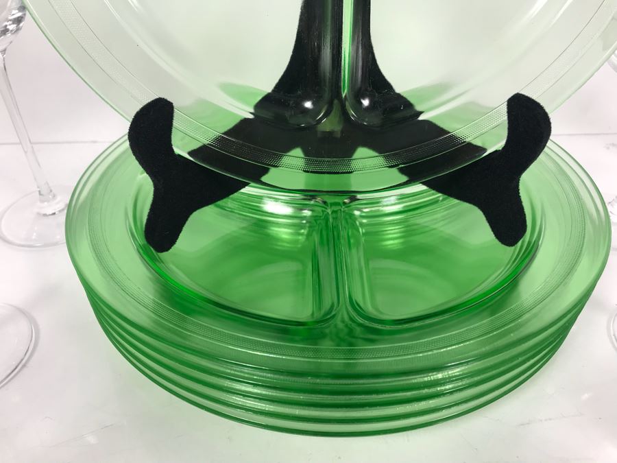Rosenthal Stemware Glasses And Divided Green Glass Luncheon Plates [Photo 5]