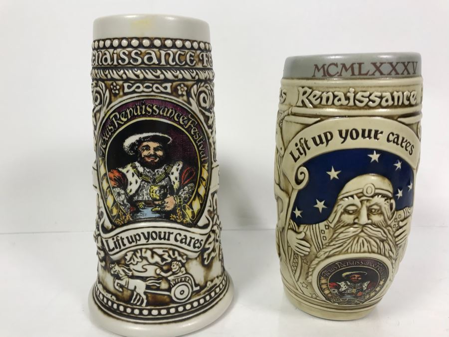 Pair Of Ceramarte Texas Renaissance Festival Beer Steins [Photo 2]