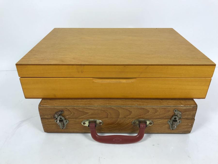 (2) Silverware Boxes Filled With Thailand Flatware Spoons, Forks, Knives Brass With Rosewood Handles [Photo 13]