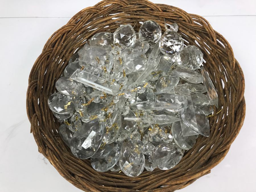 11' Woven Basket Filled With Chandelier Crystals [Photo 2]