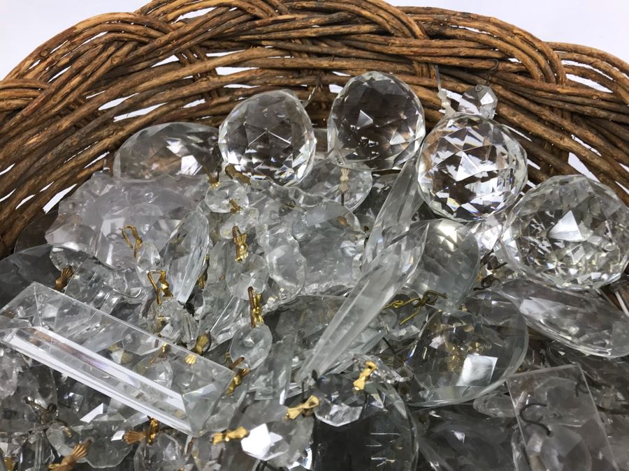 11' Woven Basket Filled With Chandelier Crystals [Photo 4]