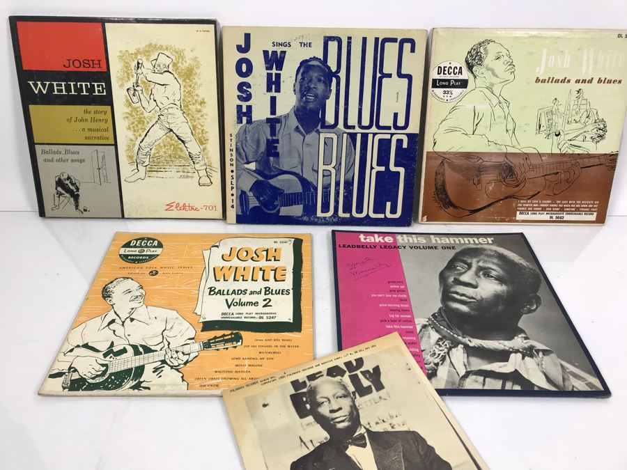 Collection Of (5) Vintage Blues Vinyl Records Featuring Leadbelly And Josh White [Photo 1]