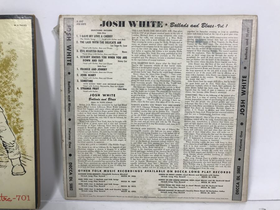 Collection Of (5) Vintage Blues Vinyl Records Featuring Leadbelly And Josh White [Photo 19]