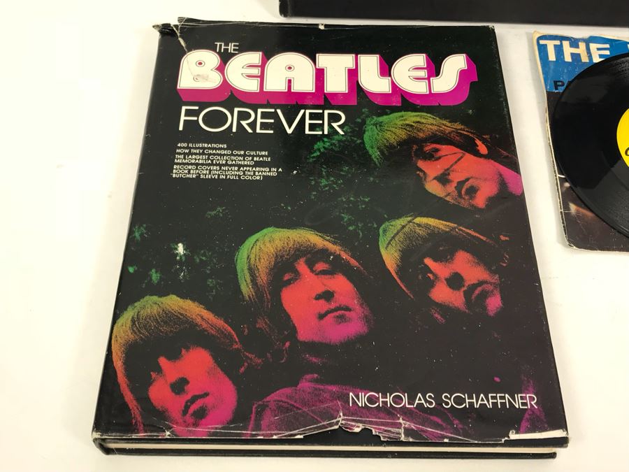 (2) Beatles Coffee Table Books: The Beatles A Private View Robert Freeman And The Beatles Forever Nicholas Schaffner And Capital Records 45 Paperback Writer And Rain Record [Photo 6]