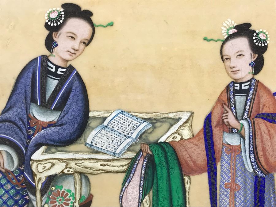 Set Of (4) Original Framed Chinese School Paintings Each 12' X 14' [Photo 21]