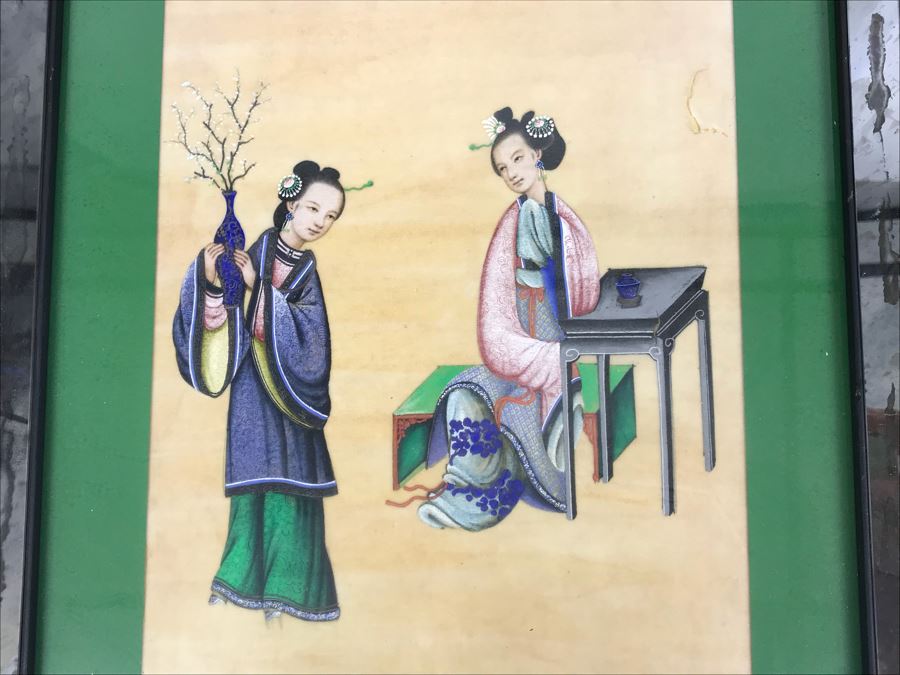 Set Of (4) Original Framed Chinese School Paintings Each 12' X 14' [Photo 3]